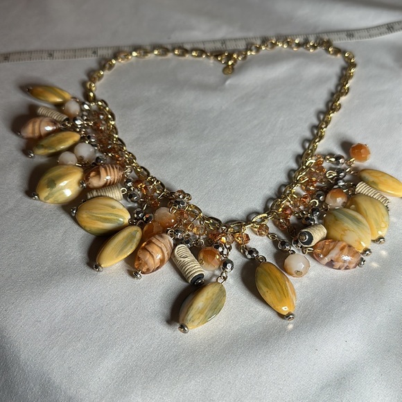 Drippy glass bead and marbleized bead necklace - Picture 5 of 7